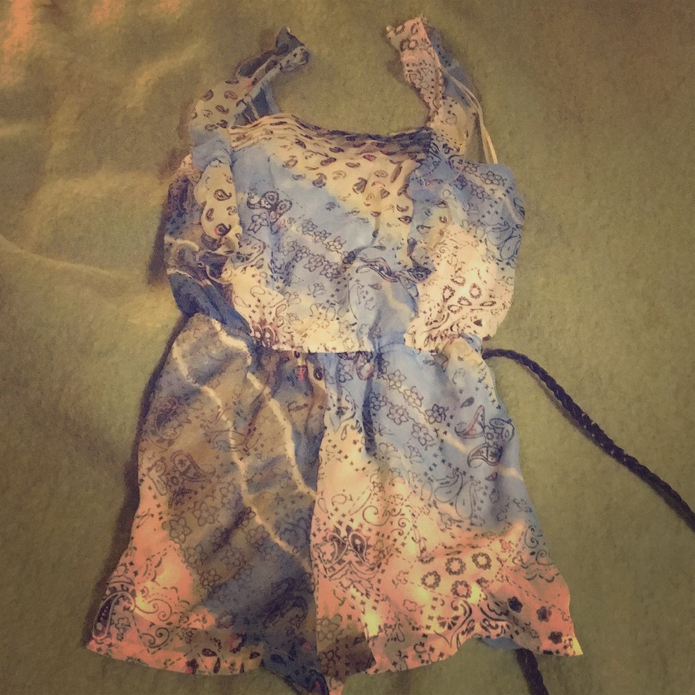 Blue Patterned Romper